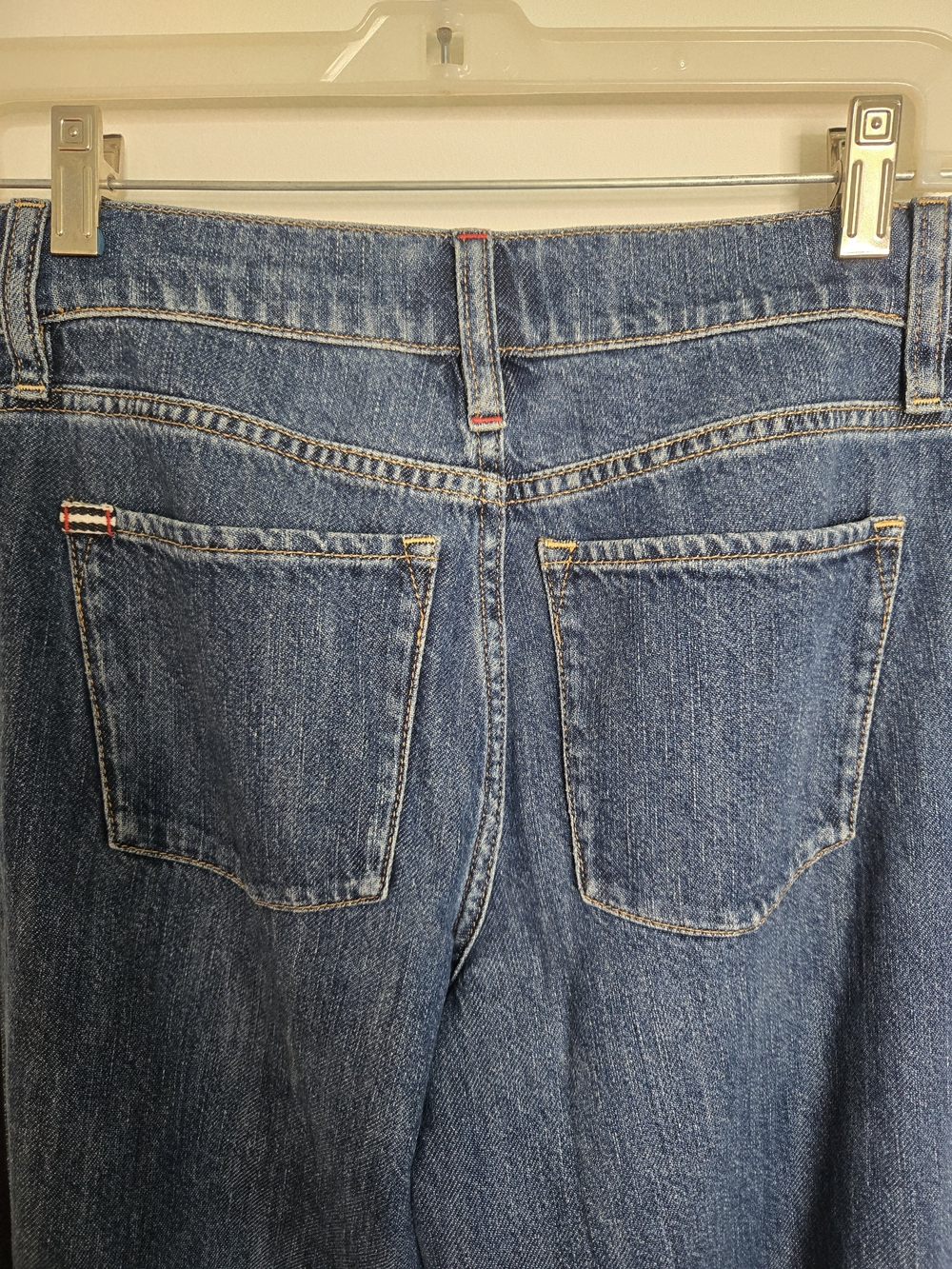 Alice + Olivia Two-Tone Wide Leg Snap-Trim Jeans in Denim Blue and Black Size 26 - Picture 8 of 13